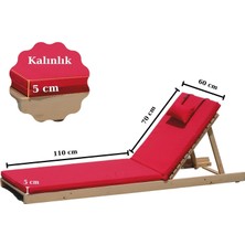 Vooyt Ultra Lüks Şezlong Minderi Su Itici Güneşte Solmaz Kumaş 180X60X5 Kırmızı