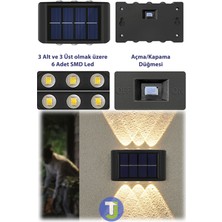 Technojet Modern Solar Güneş Enerjili 6 Ledli Bahçe Aydınlatması Aplik Sarı Işık LED Lamba (4 Adet)