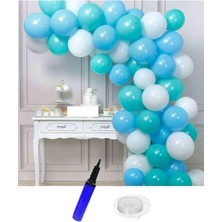 Kidspartim Doğum Günü Beyaz Mavi Yeşil Balon Zinciri 63 Parça