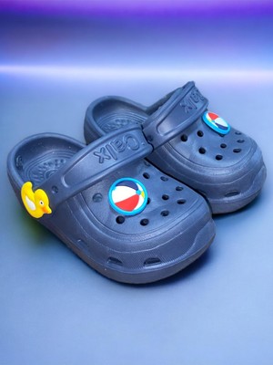 Calx Çocuk Lacivert Renk Top Figürlü Ortopedik Kaydırmaz Sandalet Crocs Terlik