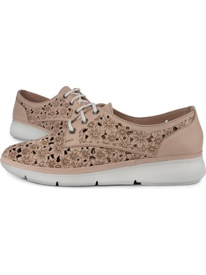 Emel Ayakkabı 626 Modern Lazerli Rahat Deri Günlük Ayakkabı Pudra