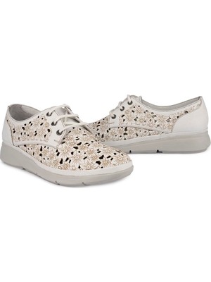 Emel Ayakkabı 626 Modern Lazerli Rahat Deri Günlük Ayakkabı Beyaz