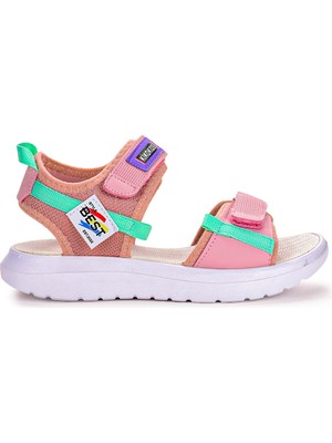 Kiko Kids Cırtlı Yürüyüş Kız/erkek Çocuk Sandalet 200 Pudra - Yeşil