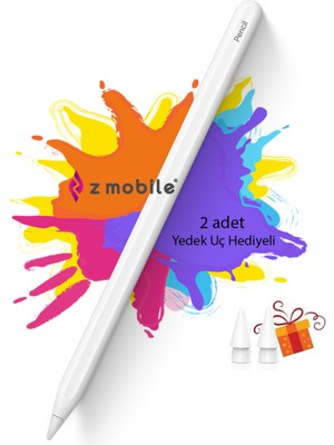 Z-Mobile iPad Air 10.9" 4. 5. Nesil Tablet Kalemi Avuç Içi Reddi ve Eğim Özellikli Manyetik Şarjlı Kalem