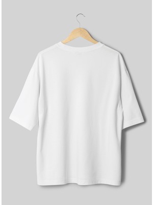 X7 Design Art X7 Koleksiyonu Beyaz Basic Oversize T-Shirt