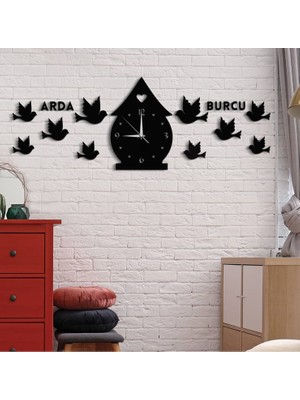 Planet Store Ahşap Kuş Evi Motifli ve Duvar Saati