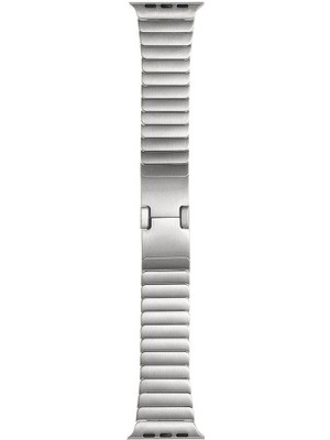 AktarMobile Apple Watch 7 8 45 mm Uyumlu Metal Kordon Baklalı Model Bilezik Paslanmaz Çelik Kayış Kelebek Toka