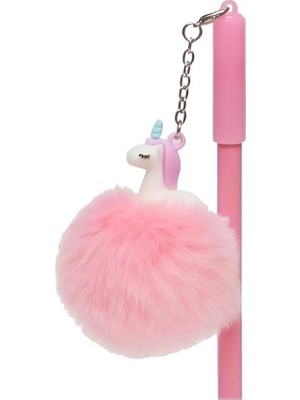 Cem Dolphin Kurşun Kalem Unicorn Tüylü 2 Adet Pembe Mor Tüylü Süslü Unicorn Kuşun Kalem Kız Çocuk Hediye Kalem