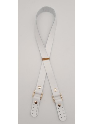 Angel Çanta Aksesuar Beyaz Renk Kare Iki Model Gerçek Deri Çanta Sapı Light Gold Metalli