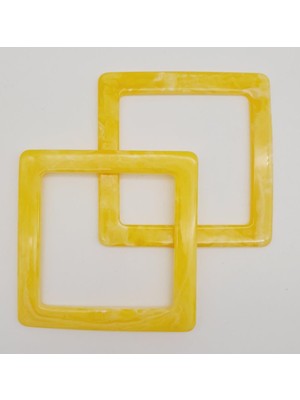 Angel Çanta Aksesuar Kare Akrilik Sarı Renk Mermer Desen Çanta Sapı