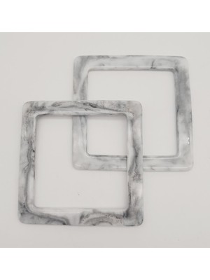 Angel Çanta Aksesuar Kare Akrilik Gri Renk Mermer Desen Çanta Sapı