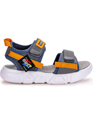 Kiko Kids Cırtlı Yürüyüş Çocuk Sandalet 200 Füme - Turuncu