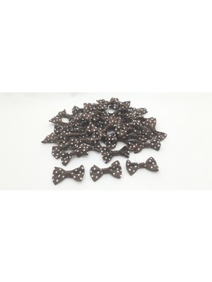 Be Beauty Kahverengi Renk Beyaz Puantiyeli 50 Adet Fiyonk Papyon (2,5 x 3,5 Cm)