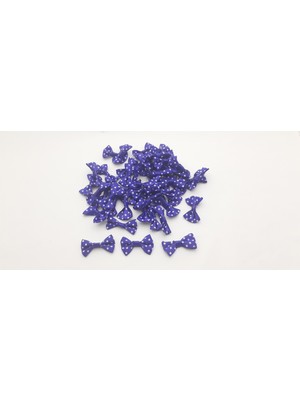 Be Beauty Mor Renk Beyaz Puantiyeli 50 Adet Fiyonk Papyon (2,5 x 3,5 Cm)