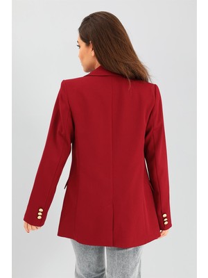 PNCH Blazer Fleto Cepli Atlas Kumaş Ceket - Bordo