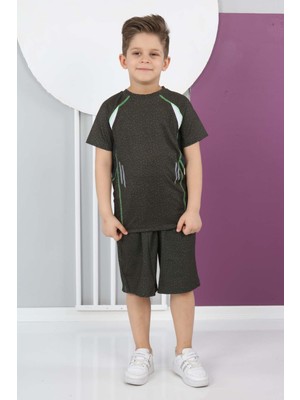 Erkek Çocuk Dalgıç Kumaş Spor Şort Tişört  Bermuda Alt-Üst Takım-ET-0001