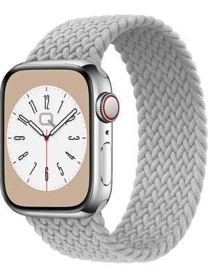 Quse Solo Loop Örgü Kordon, Apple Watch Series SE/11/10/9/8/7/6/5/Ultra Uyumlu 49mm-46mm-45mm-44mm, Medium, Inci Beyazı