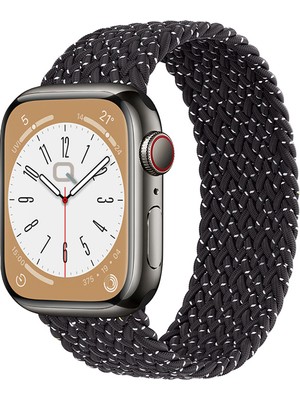 Quse Solo Loop Örgü Kordon, Apple Watch Series SE/11/10/9/8/7/6/5/Ultra Uyumlu 49mm-46mm-45mm-44mm, Medium, Gece Yıldızları
