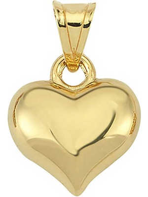 Stil Love Gümüş 3 Boyutlu Gold Kalp Kadın Kolye Ucu