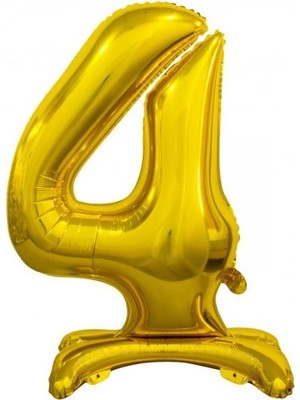 Kidspartim Ayakta Durabilen Gold 4 Rakam Folyo Balon
