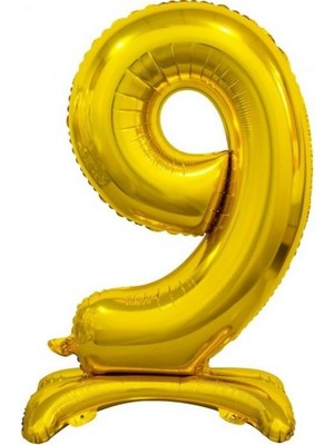 Kidspartim Ayakta Durabilen Gold 9 Rakam Folyo Balon