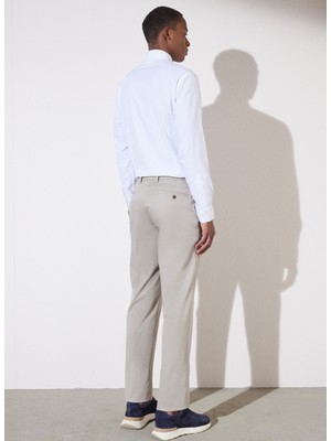 Brooks Brothers Normal Bel Duble Paça Slim Fit Bej Melanj Erkek Pantolon BBSP23MPT025