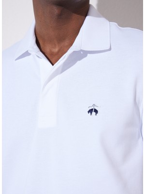 Brooks Brothers Polo Yaka Beyaz Erkek T-Shirt BBSP23MTS014