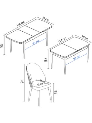 Hoopsii Arya Meşe Desen 80X132 Mdf Açılabilir Mutfak Masası Takımı 4 Adet Sandalye