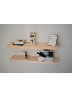 Karadeniz Dizayn 14X180 cm 2'li Doğal Ahşap Raf