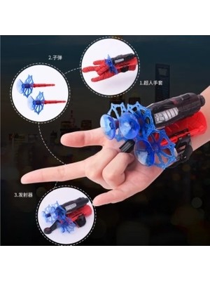 Admay Spiderman Ağ Fırlatan Ok Atan Eldiven ve Işıklı Örümcek Adam Maskesi