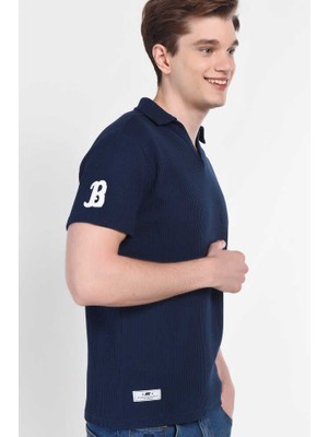 Ucla Russel Lacivert Polo Yaka Baskılı Erkek Tshirt
