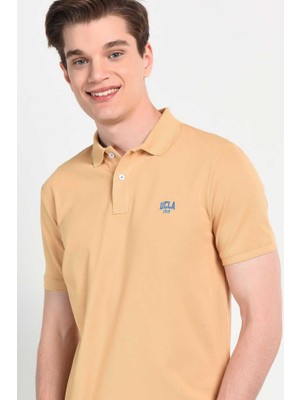 Ucla Lakes Kahve Polo Yaka Nakışlı Erkek Tshirt