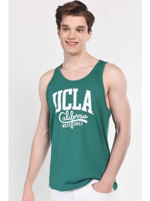 Ucla Pebble Yeşil Sıfır Kol Oversize Baskılı Erkek Tshirt