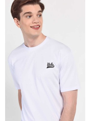 Ucla Congreve Beyaz Bisiklet Yaka Baskılı Erkek Tshirt