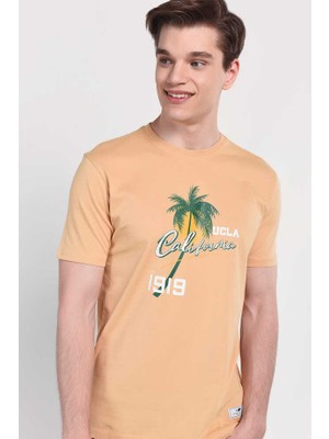 Ucla Alesso Kahve Bisiklet Yaka Baskılı Erkek Tshirt