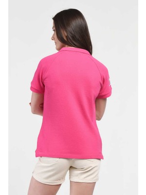 Ucla Melrose Pembe Polo Yaka Nakışlı Kadın Tshirt