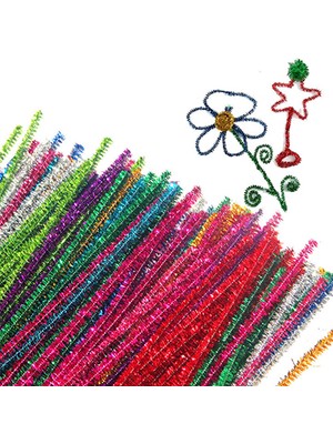 Kikajoy Karışık Renkli Simli Şönil 30CM 24LÜ