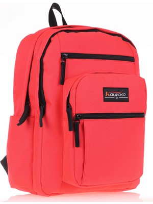 Kaukko Full Pocket Okul ve Günlük Sırt Çantası - Mercan