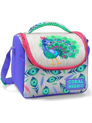 Coral High Gümüş Lavanta Tavus Kuşu Desenli Thermo Beslenme Çantası 11869