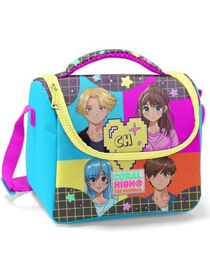 Coral High Gri Mavi Pembe Anime Desenli Thermo Beslenme Çantası 11737
