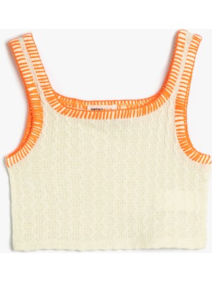 Koton Kroşe Crop Üst Kolsuz U Yaka