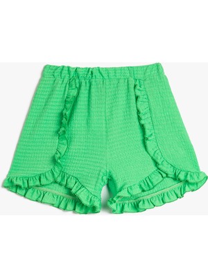 Koton Fırfırlı Şort Beli Lastikli Dokulu Rahat Kesim