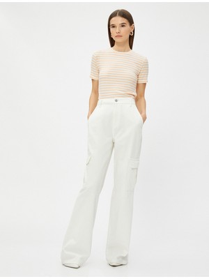 Koton Ribanalı Tişört Slim Fit Kısa Kollu Bisiklet Yaka