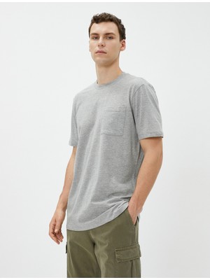 Koton Basic Tişört Cep Detaylı Bisiklet Yaka Kısa Kollu Pamuklu