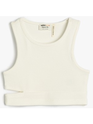 Koton Crop Üst Kolsuz Pencere Detaylı Yuvarlak Yaka
