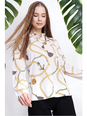 New Laviva Kadın Zincir Uzun Kol Gömlek