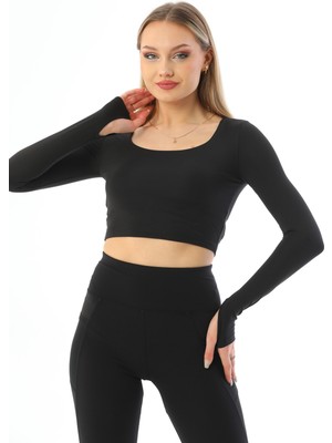 Hook Active Uzun Kollu Destekli Sporcu Crop