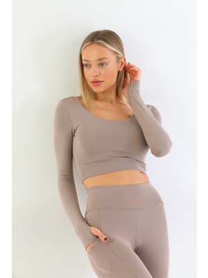 Hook Active Uzun Kollu Destekli Sporcu Crop