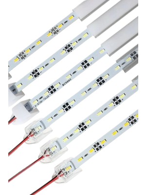 Hazar Led 12 Volt Alüminyum Kasalı 5730 Ledli Çubuk Led Bar Soğuk Beyaz 10000-15000K Şeffaf Cam