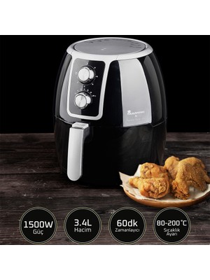 Masterpro Airfryer | 1500 W | 3,4 L | 80-200° C | By Carlo Cracco Serisi | 9177